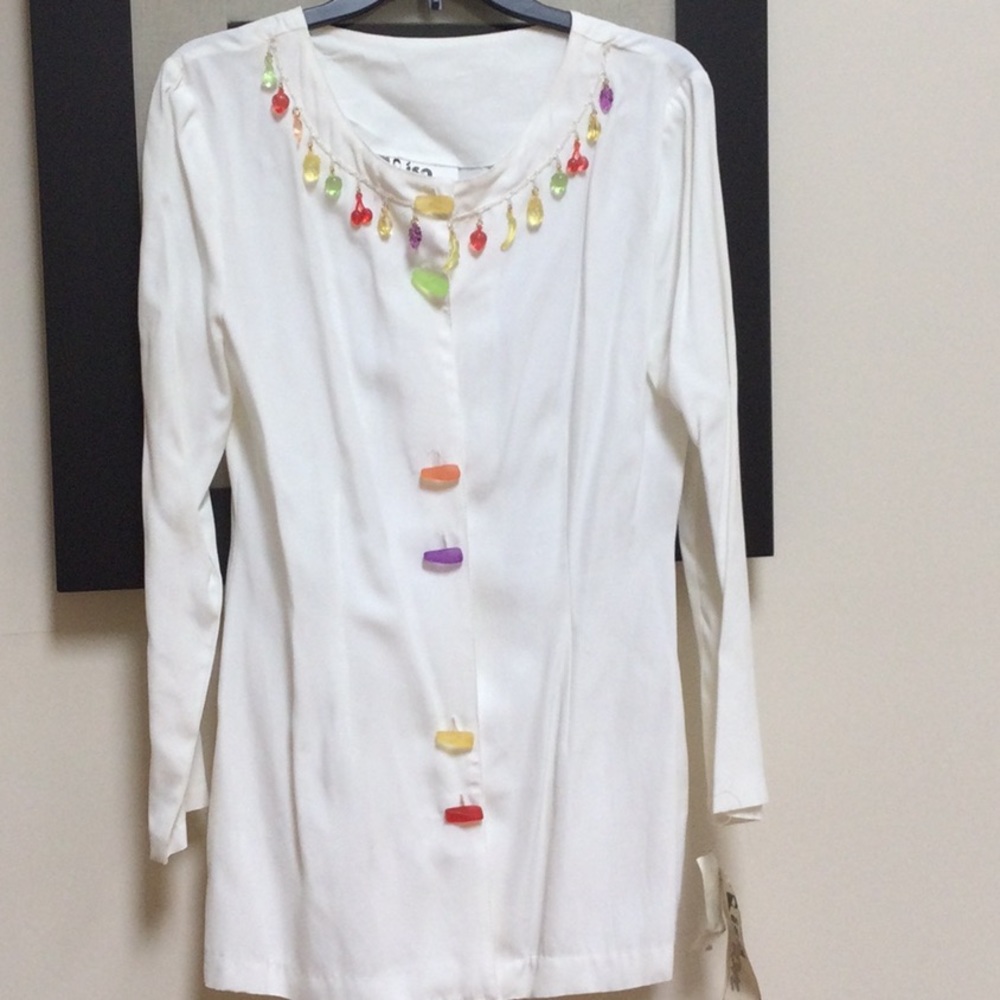 NWT Unique Vintage Lisa Peron Sz M Rayon Jacket w Bead Enhancement - Picture 3 of 8